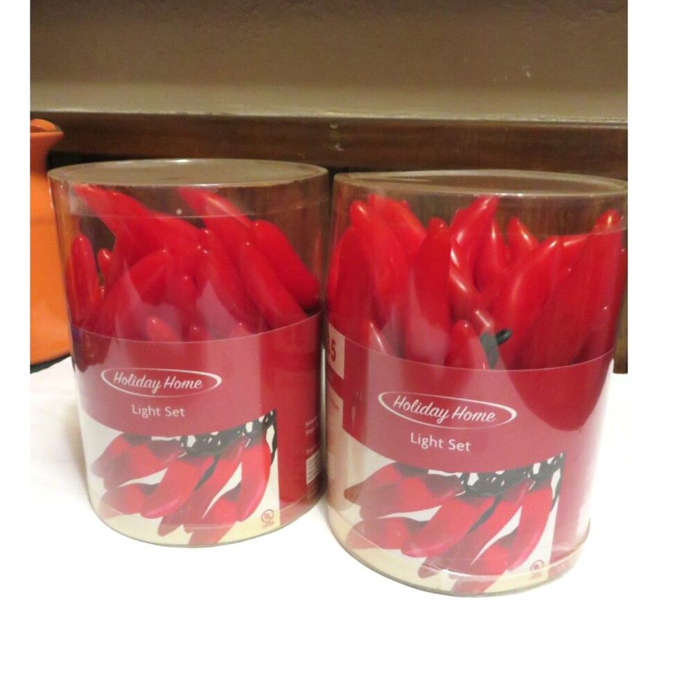 NIB Holiday Home Chili Pepper Light Set (2 packs) 35 lights per set, Sealed